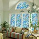 45*100cm 3D Window Decoration Orchid Flower Stained Glass Window Film Sticker DIY UV Blocking Film