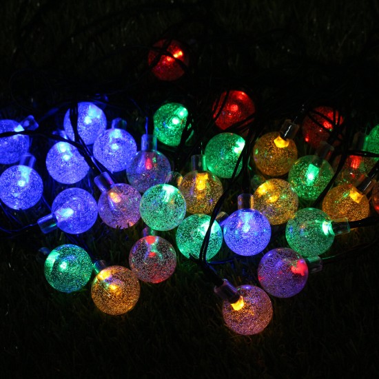 6m 30LED Waterproof Solar Light String Retro Crystal Ball Bulb String Decor Lamp