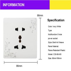 C30-86-M5 Wall Switch Light Dimmer Panel Ivory White AC 110~250V C30-86-M5 Wall Switch Light Dimmer Panel Ivory White AC 110~250V