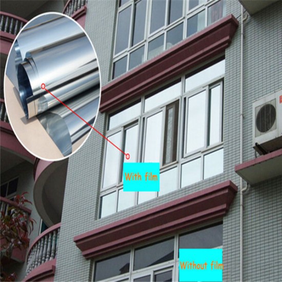 Silver Window Film One Way Mirror Insulation Stickers Solar Reflective 50cmx3m