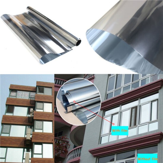 Silver Window Film One Way Mirror Insulation Stickers Solar Reflective 50cmx3m