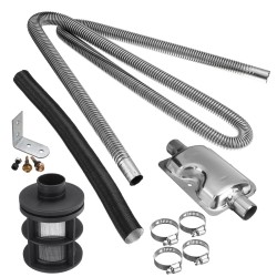 Stainless Exhaust Muffler Silencer Clamps Bracket Gas Vent Hose Portable 180cm Pipe Silence For Air Diesel Heater Stainless Exhaust Muffler Silencer Clamps Bracket Gas Vent Hose Portable 180cm Pipe Silence For Air Diesel Heater