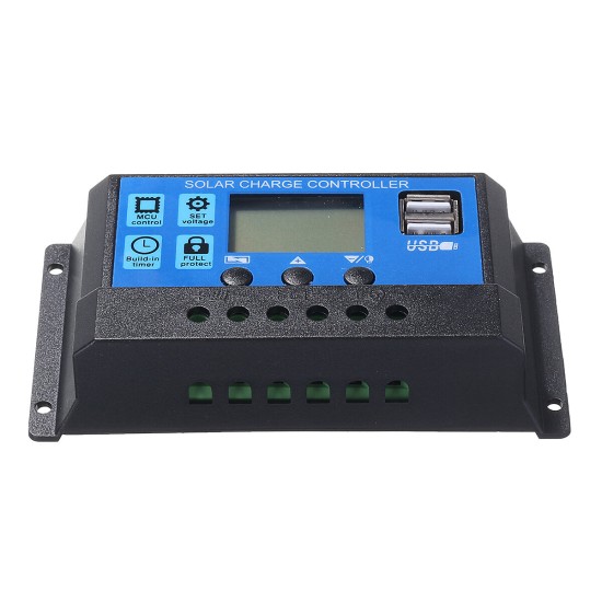 10A/20A/30A 12/24V LCD Display Photovoltaic Solar Controller with Dual USB Ports