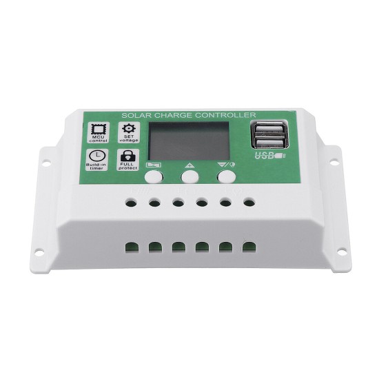 12V/24V 10A/20A/30A Dual USB Output Lithium Battery PWM Solar Controller LCD display Street Lamp Controller Build-in Industrial Micro Controller