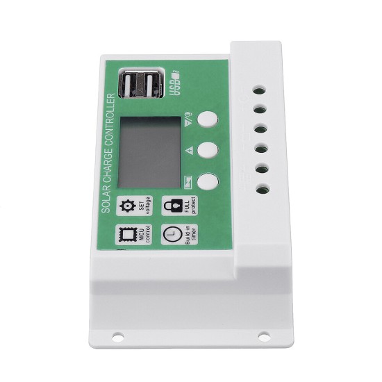 12V/24V 10A/20A/30A Dual USB Output Lithium Battery PWM Solar Controller LCD display Street Lamp Controller Build-in Industrial Micro Controller