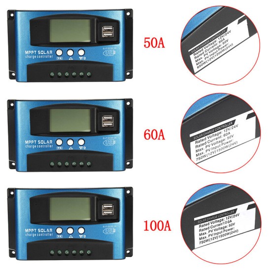 30/40/50/60/100A MPPT Solar Controller LCD Solar Charge Controller Accuracy Dual USB Solar Panel Battery Regulator