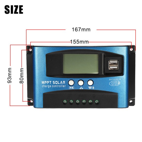 30/40/50/60/100A MPPT Solar Controller LCD Solar Charge Controller Accuracy Dual USB Solar Panel Battery Regulator