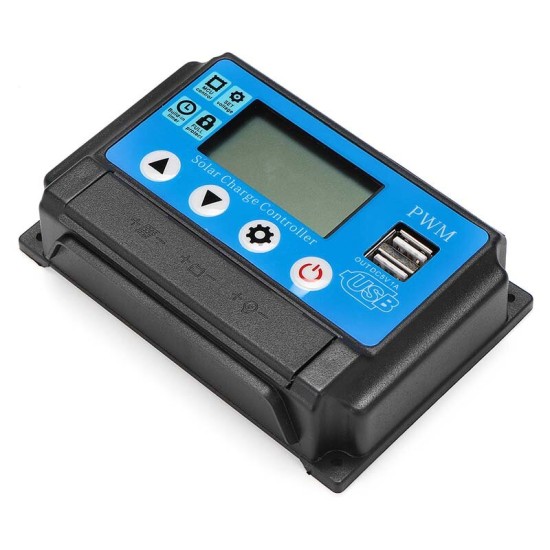 60A 12/24V Auto Adapt LCD Solar Charge Controller Battery Regulator Adjustable Parameter Dual USB Output