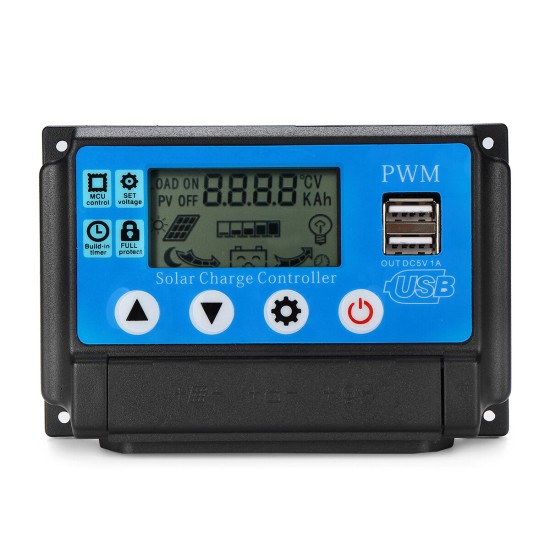 60A 12/24V Auto Adapt LCD Solar Charge Controller Battery Regulator Adjustable Parameter Dual USB Output