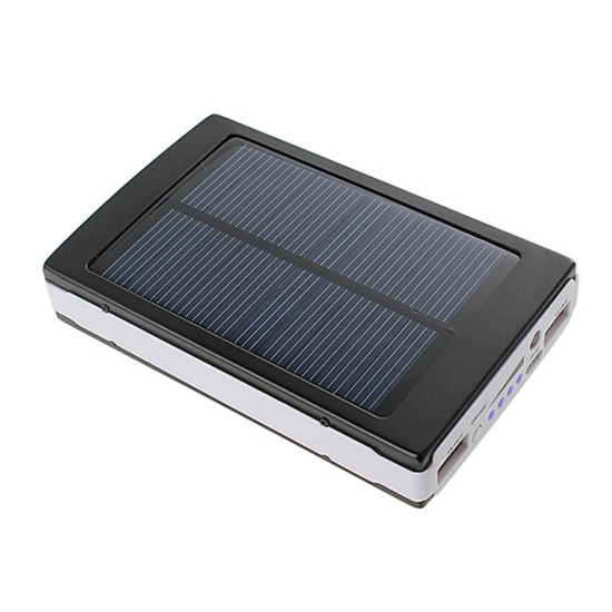 Portable Solar Panel Dual USB External Mobile Battery Power Bank Pack Charger for iPhone HTC