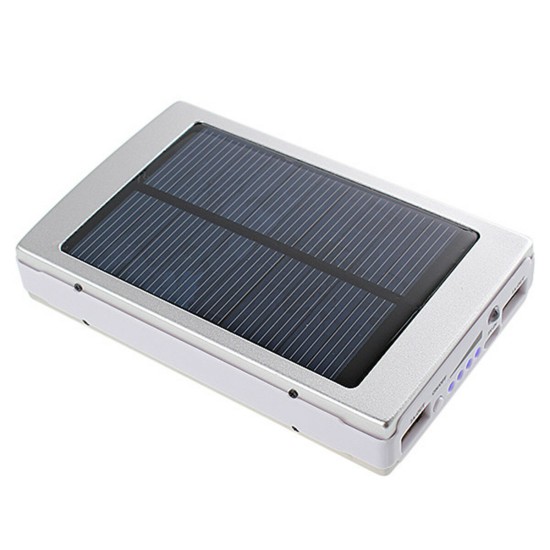 Portable Solar Panel Dual USB External Mobile Battery Power Bank Pack Charger for iPhone HTC