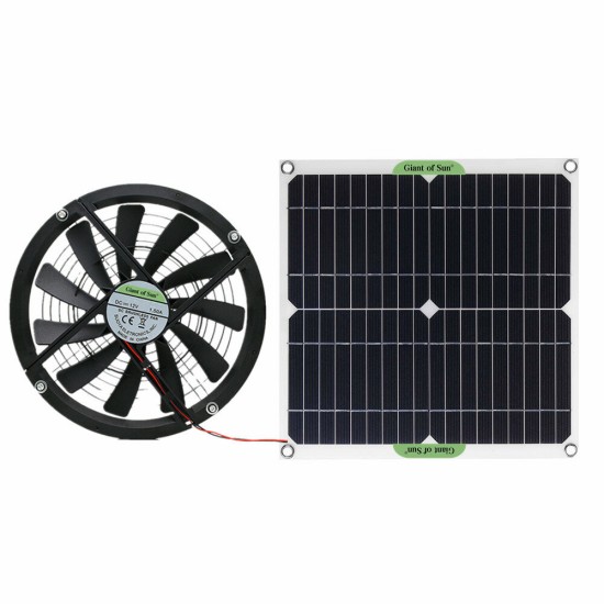 100W Monocrystalline Solar Panel Exhaust Fan Pet House Toilet Car RV Cooling Exhaust Fan