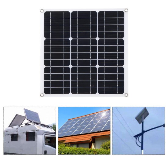 12V 50W PET Flexible Solar Panel Camping Solar Power Bank Battery Charge Systems Kit Complete 10/30/60/100A Controller 12V 24V