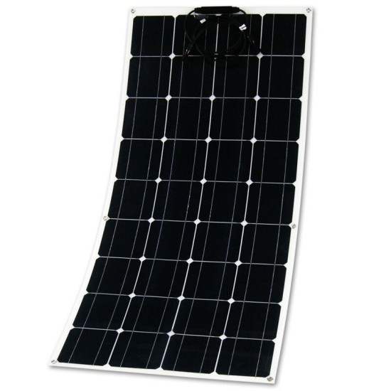 18V 100W Semi-flexible Solar Panel Battery Charger Lightweight Connector Charging for RV Boat Cabin Tent Car