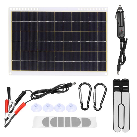 20W 18V USB Solar Panel Kit Portable Boat RV Car Caravan Outdoor Camping Charger