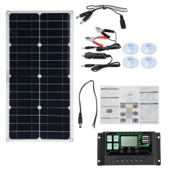 250W Max Portable Solar Panel Kit Dual DC USB Charger Kit Single Crystal Semi-flexible Solar Power Panel w/ 60A/100A Solar Controller 250W Max Portable Solar Panel Kit Dual DC USB Charger Kit Single Crystal Semi-flexible Solar Power Panel w/ 60A/100A Solar Controller