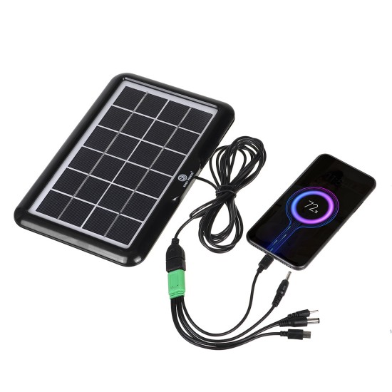 3.2W Portable Outdoor Solar Panel Polycrystalline Silicon With Interface Mobile Phone Fan Emergency Light Charging Board Output 6V One to Five Cables