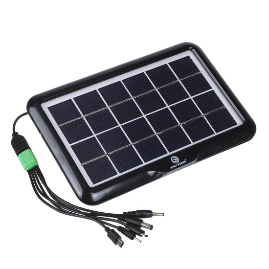 3.2W Portable Outdoor Solar Panel Polycrystalline Silicon With Interface Mobile Phone Fan Emergency Light Charging Board Output 6V One to Five Cables