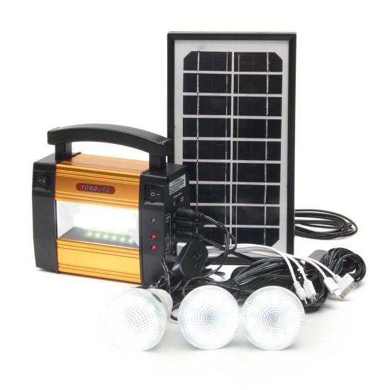 LM-367 110- 240V Solar Power Panel Generator Solar Powered System 3 LED Lamps Generator