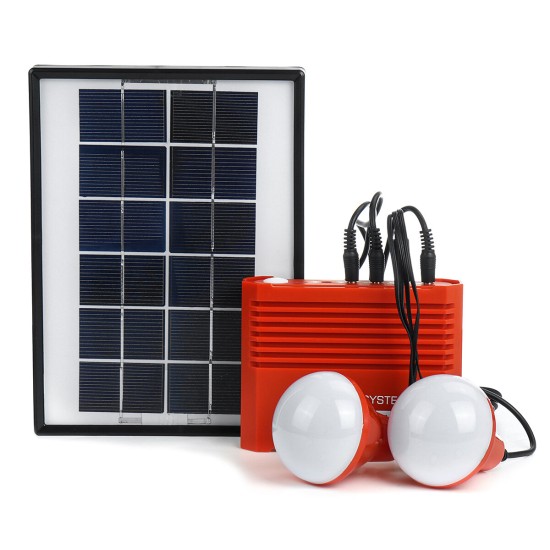 Solar Powered System 3.7V 4400mAh Li-on Battery USB Portable Emergency Light Camping Solar Panel