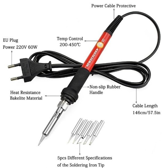 220V/110V 60W DIY Adjustable Temperature Electric Soldering Iron Welding Kit