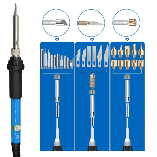 71pcs/Set Wood Burning Pen Tool Soldering Stencil Iron Craft Pyrography Kit 60W