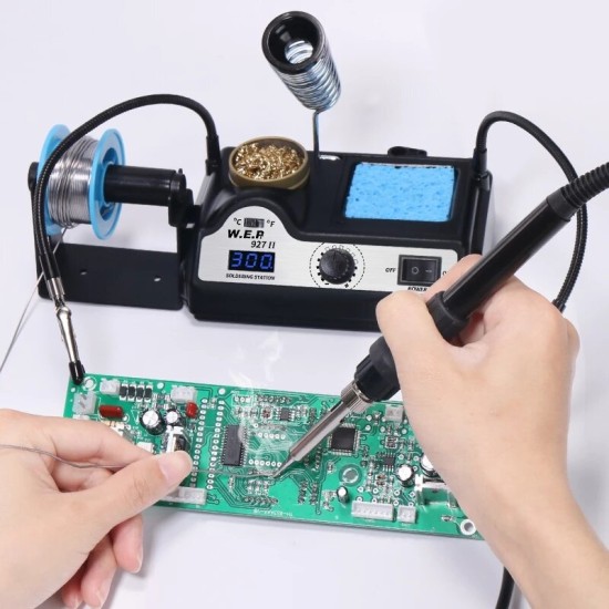 927-II 2 Helping Hands Electric Soldering Iron Station Digital Display 60W Soldering Iron Kit Temperature Adjust Welding Tool