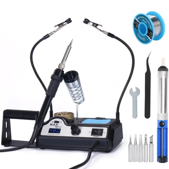 927-II 2 Helping Hands Electric Soldering Iron Station Digital Display 60W Soldering Iron Kit Temperature Adjust Welding Tool