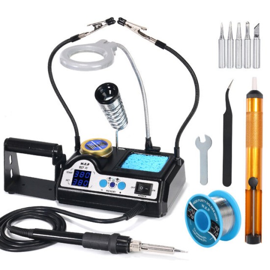 927-IV 2 Clips Soldering Iron with Optional Magnifier Lamp Digital Display Electric Soldering iron Kit Set Soldering Station