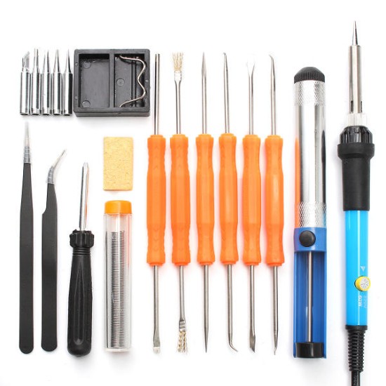 110V/220V 60W Adjustable Temperature Welding Solder Soldering Iron Tool Kit EU/US Plug