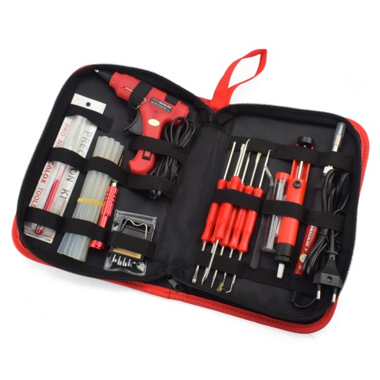 220/110V 60W DIY Adjustable Temperature Electric Soldering Iron Welding Kit Screwdriver Glue Guns Repair Carving Rework Station Soldering Kit Bag