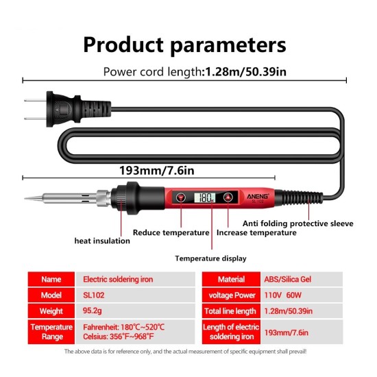 SL102 110V/220V 16PCS LCD Digital Display Screen Multi-function Electric Soldering Iron Adjustable Temperature Soldering Tools Kit