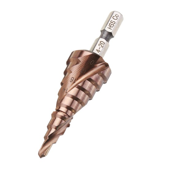 3-12/4-20/4-32mm M35 Cobalt Step Drill Bit 1/4 Inch Hex Shank HSS-Co Step Drill Bit