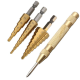 3Pcs 3-12/4-12/4-20mm HSS Titanium Coated Step Drill Bits with Automatic Center Pin Punch