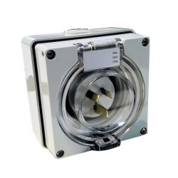 10A 250V IP66 Power Inlet Surface Mount Industrial Appliance Caravan IP66 3 Flat Pin Socket