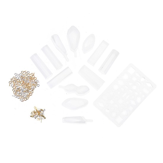 118PCS DIY Crystal Glue Resin Silicone Jewelry Molds Project Gift Pendant Decoration Mould Tools Set