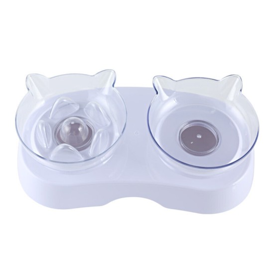 15 Degrees Incline Oblique Pet Cat Dog Bowl Detachable Cat Ears Shape Drinking Eating Feeding Bowl