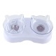 15 Degrees Incline Oblique Pet Cat Dog Bowl Detachable Cat Ears Shape Drinking Eating Feeding Bowl