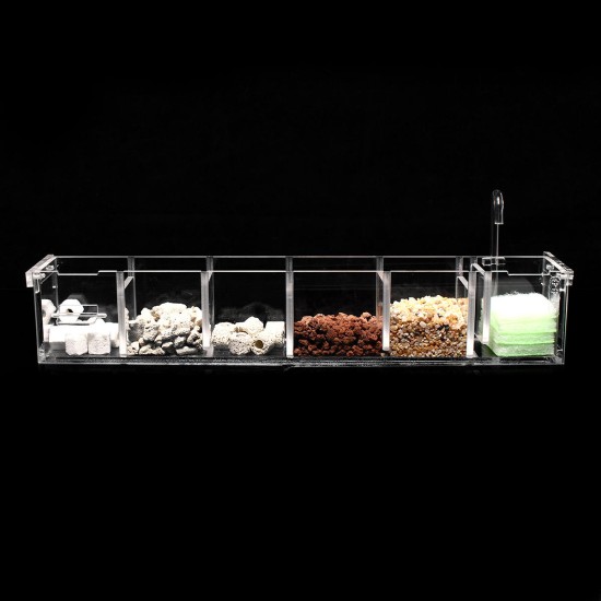 2-6 Grids Acrylic Aquarium Fish Tank External Hang On Filter Box with Water L2