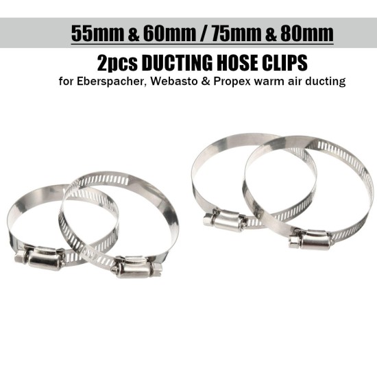 2Pcs 60MM/75MM/80MM Warm Air Ducting Hose Clamp Clip for Eberspacher Webasto Propex