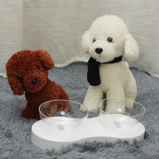 Double/Single Transparent Pet Bowl Cat Dog Puppy Food Water Drinking Feeders Dish