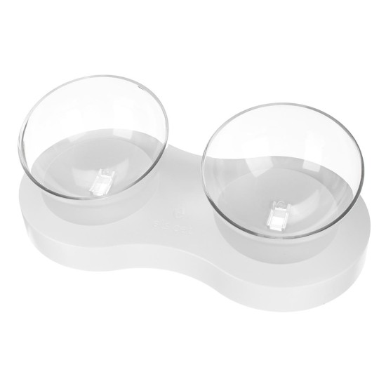 Double/Single Transparent Pet Bowl Cat Dog Puppy Food Water Drinking Feeders Dish