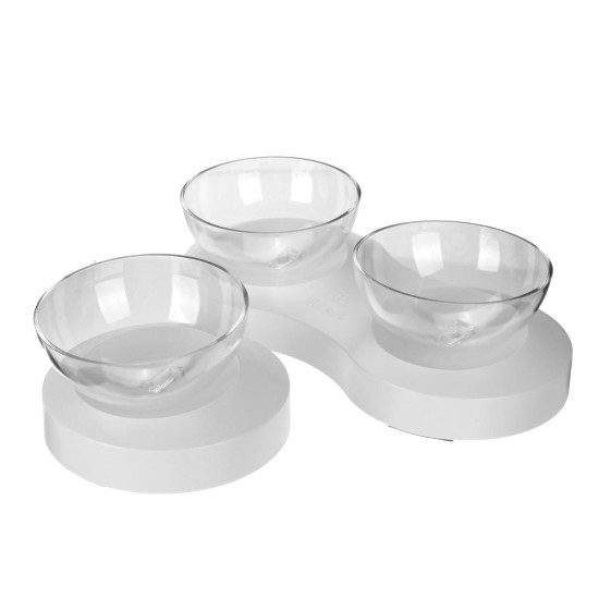 Double/Single Transparent Pet Bowl Cat Dog Puppy Food Water Drinking Feeders Dish