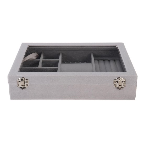 Soft Velvet Jewelry Tray Organizer Ring Storage Box Display Earring Case