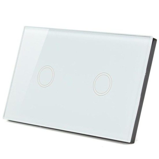 1 Way 2 Gang Crystal Glass Remote Panel Touch LED Light Switches Controller