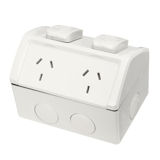 10A Weatherproof Double Powerpoint Outdoor Power Outlet Switch Socket AU