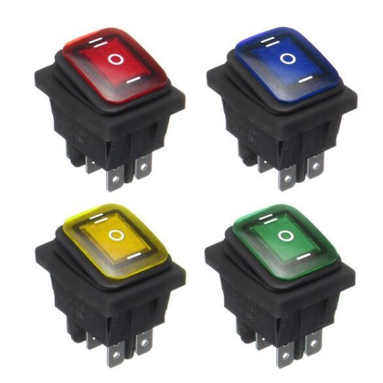 12V 16A 6Pin Waterproof Rocker Switch With Lamp Light Momentary