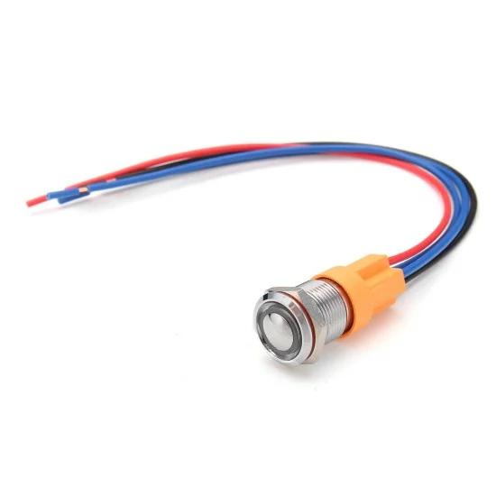 12V-24V 4Pin 12mm Metal ON/OFF LED Push Button Switch Wiring Harness ...