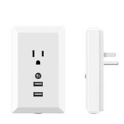 2.4A Dual USB Charger Wall Socket Power Supply Adapter US with Smart Night Light 2.4A Dual USB Charger Wall Socket Power Supply Adapter US with Smart Night Light
