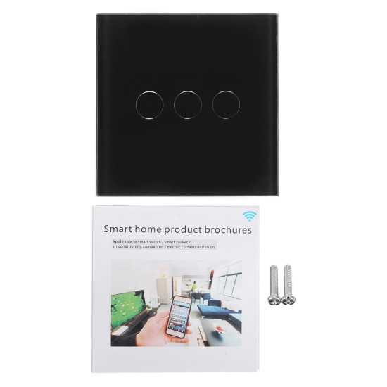 3 Gang 1 Way WIFI Smart Light Touch Remote Control Wall Switch For Amazon Alexa